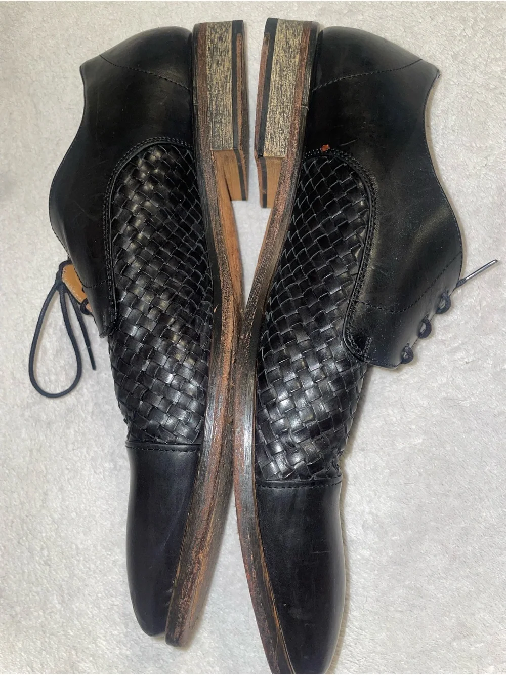 Taft Men's Lucca Black Woven Cap-Toe Derby Oxford Dress Shoes